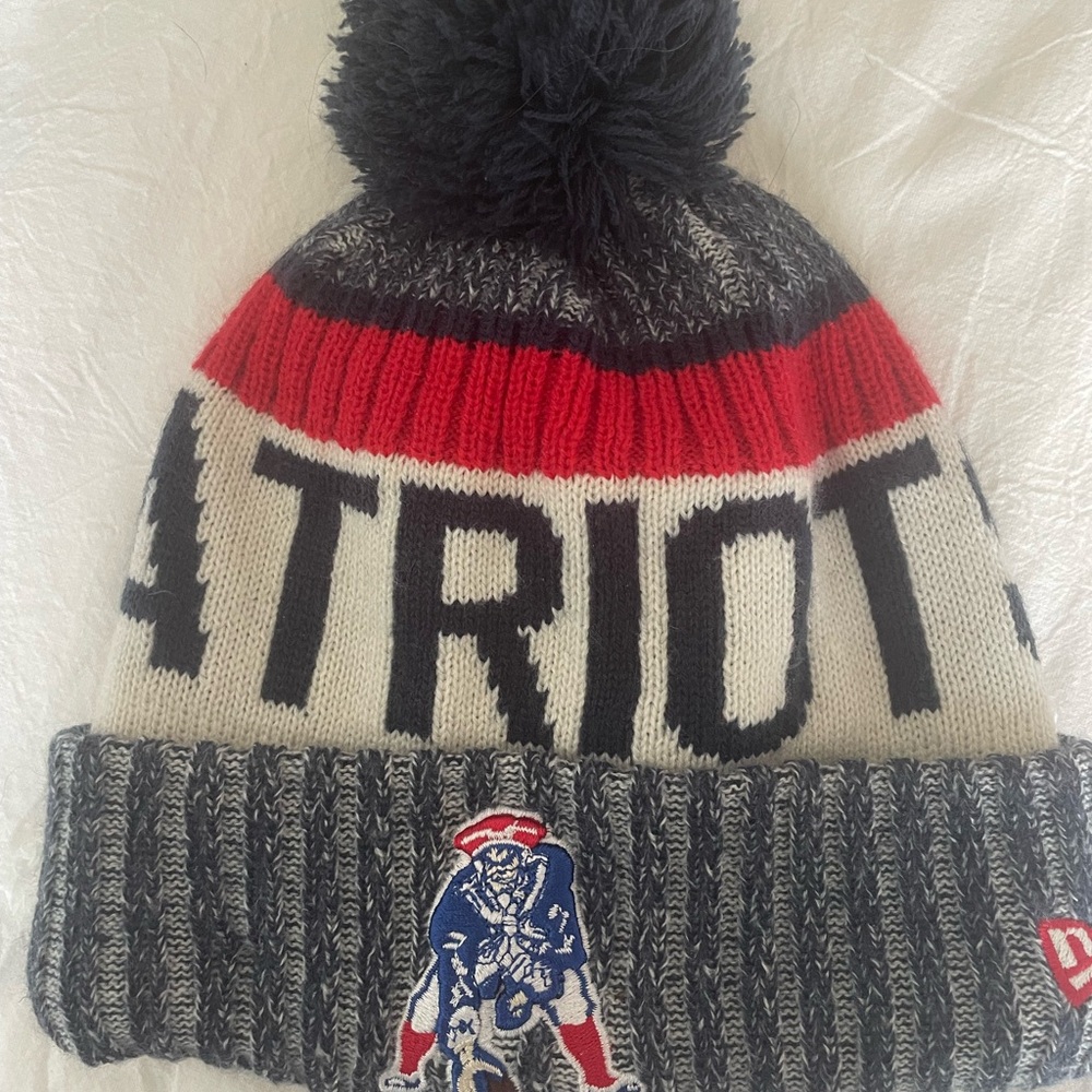 Patriots Knit Beanie with Pom-Pom
